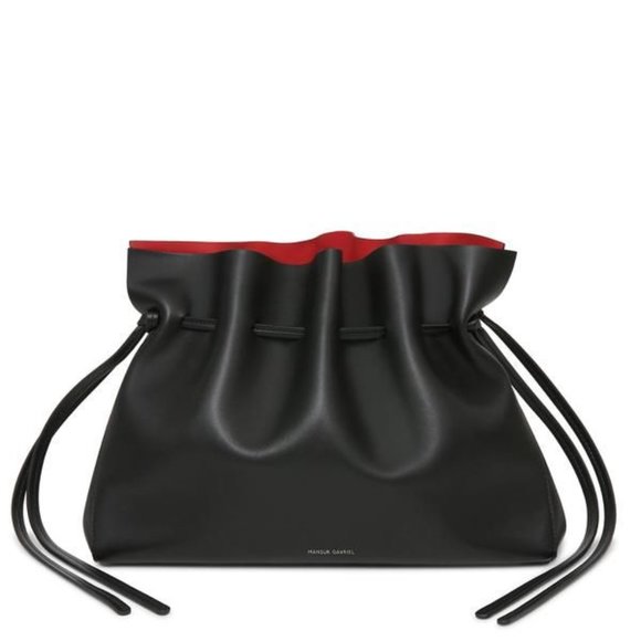 Mansur Gavriel Handbags - Mansur Gavriel Protea Black Lambskin  Leather Crossbody Bucket Drawstring Bag